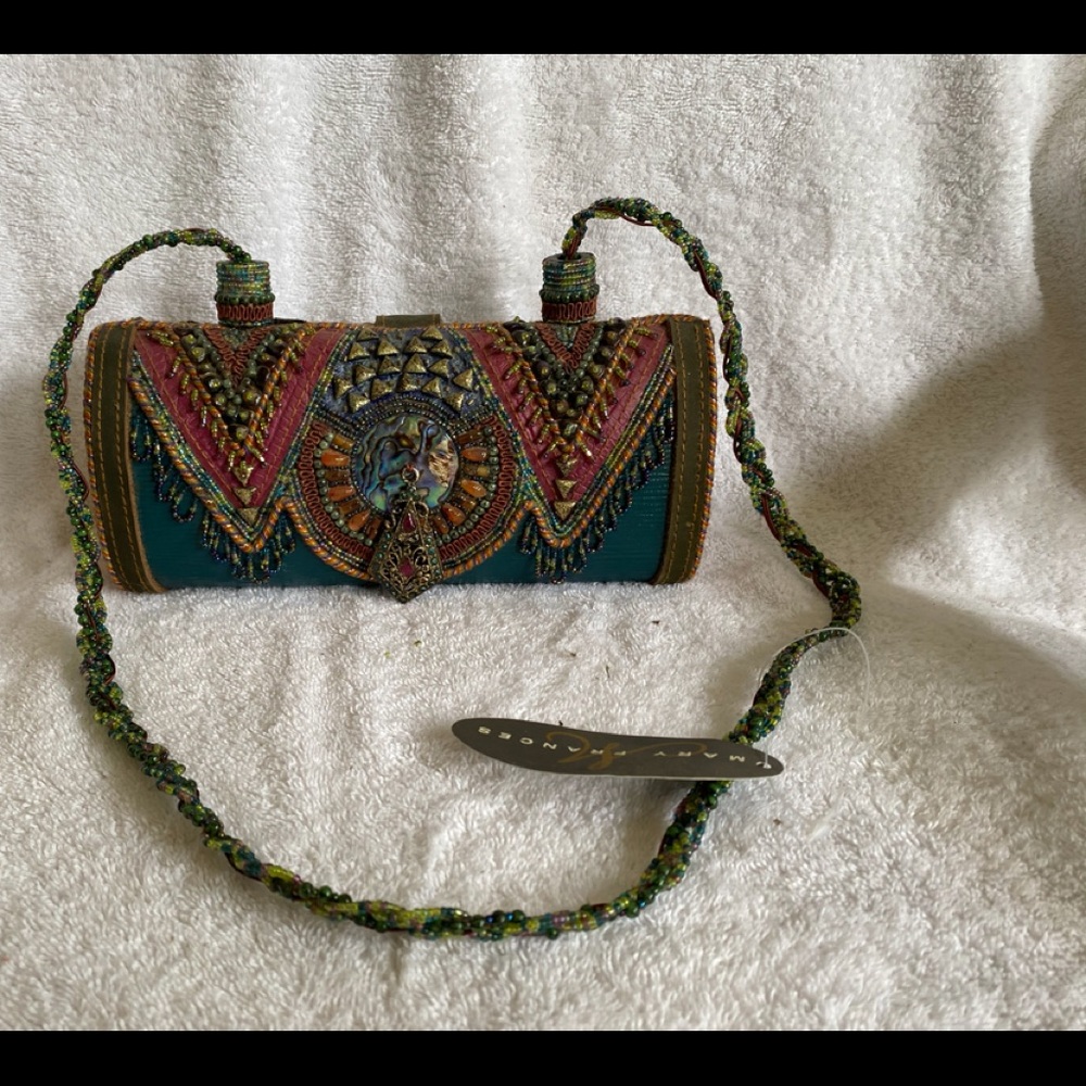 Mary Frances Teal & Burgundy Leather Purse w/tags
